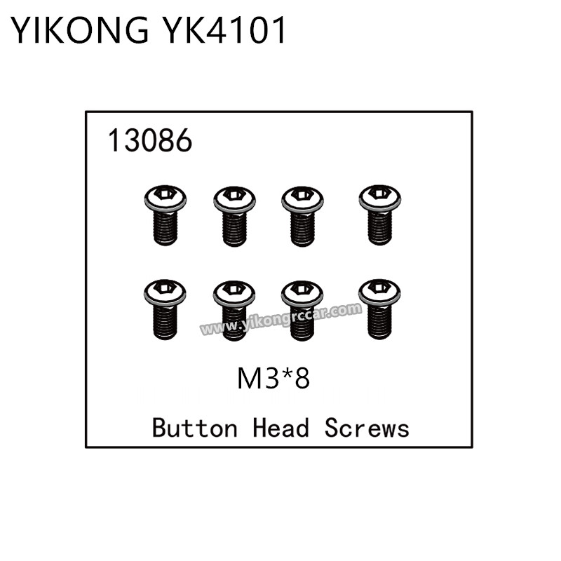 YIKONG YK4101 RC Truck Parts Button Head Screws (M3*8) 13086
