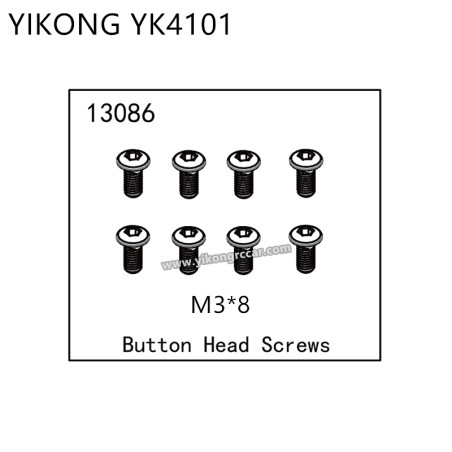 YIKONG YK4101 RC Truck Parts Button Head Screws (M3*8) 13086
