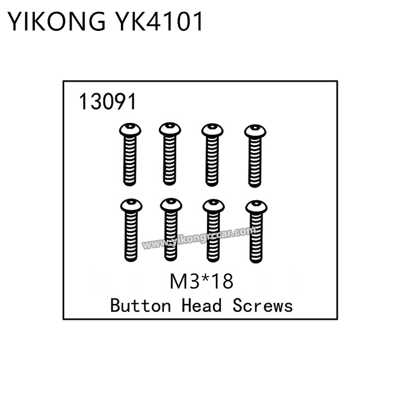 YIKONG YK4101 RC Truck Parts Button Head Screws (M3*18) 13091