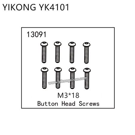 YIKONG YK4101 RC Truck Parts Button Head Screws (M3*18) 13091