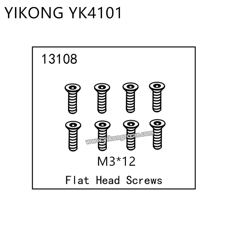 YIKONG YK4101 RC Car Parts Flat Head Screws (M3*12) 13108 YIKONG YK4101 RC Car Parts Flat Head Screws (M3*12) 13108