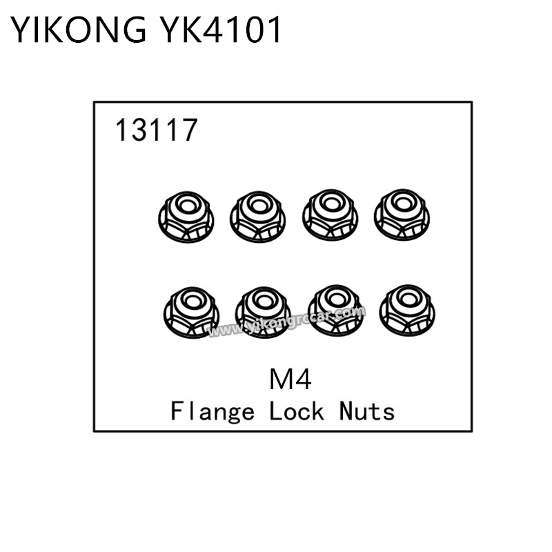 YIKONG YK4101 RC Car Parts Flange Lock Nuts (M4) 13117 YIKONG YK4101 RC Car Parts Flange Lock Nuts (M4) 13117
