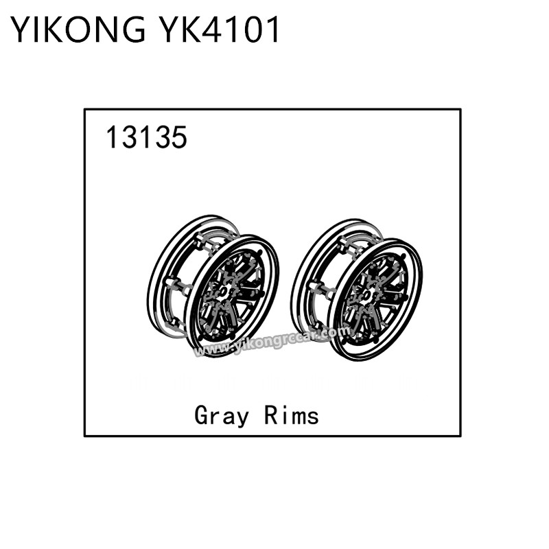YIKONG YK4101 RC Car Parts Gray Rims 13135 YIKONG YK4101 RC Car Parts Gray Rims 13135