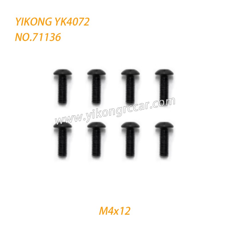 YIKONG YK4072 DF7 RC Short Truck Parts Button Head Screw (M4x12) 71136 YIKONG YK4072 DF7 RC Short Truck Parts Button Head Screw (M4x12) 71136