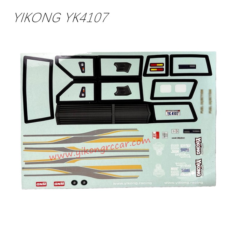 YIKONG YK4107 RC Car Parts Stickers YIKONG YK4107 RC Car Parts Stickers