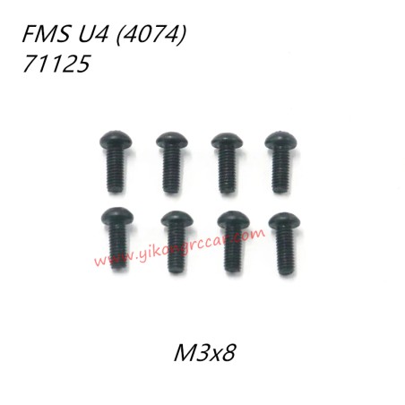 FMS 10702 (4074) RC Truck Parts Button Head Screws M3x8 APSC71125