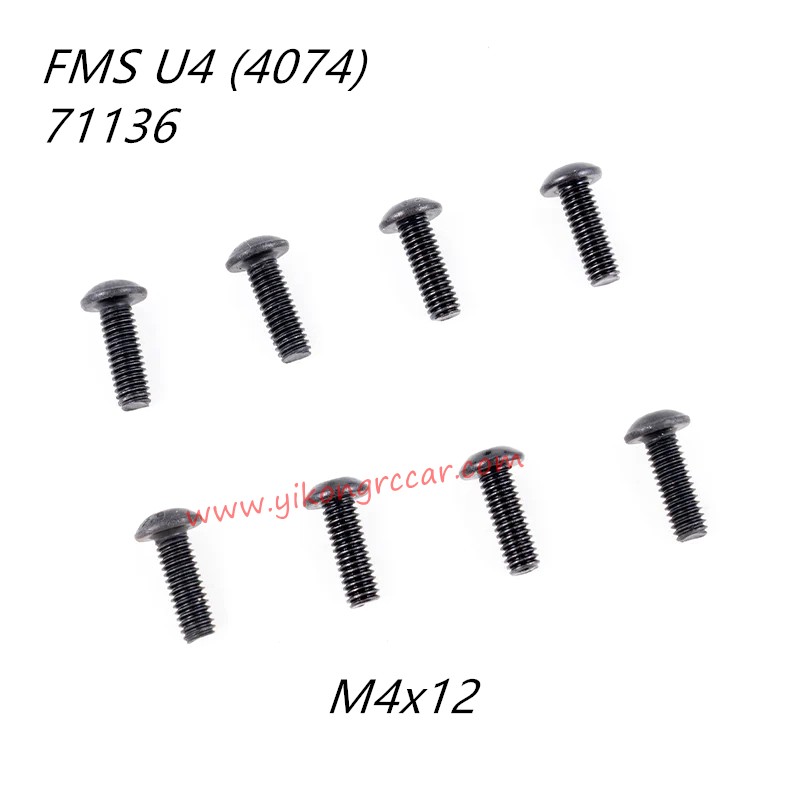 FMS 10702 (4074) 1/7 RC Car Parts Button Head Screws M4x12 APSC71136