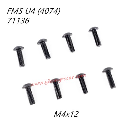 FMS 10702 (4074) 1/7 RC Car Parts Button Head Screws M4x12 APSC71136