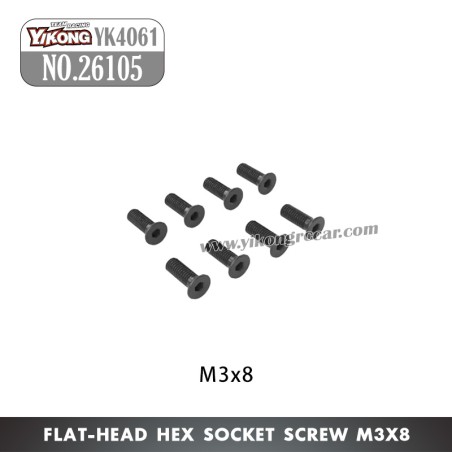 YIKONG YK4061 RC Crawler Parts Flat-head hex socket screw M3x8 26105