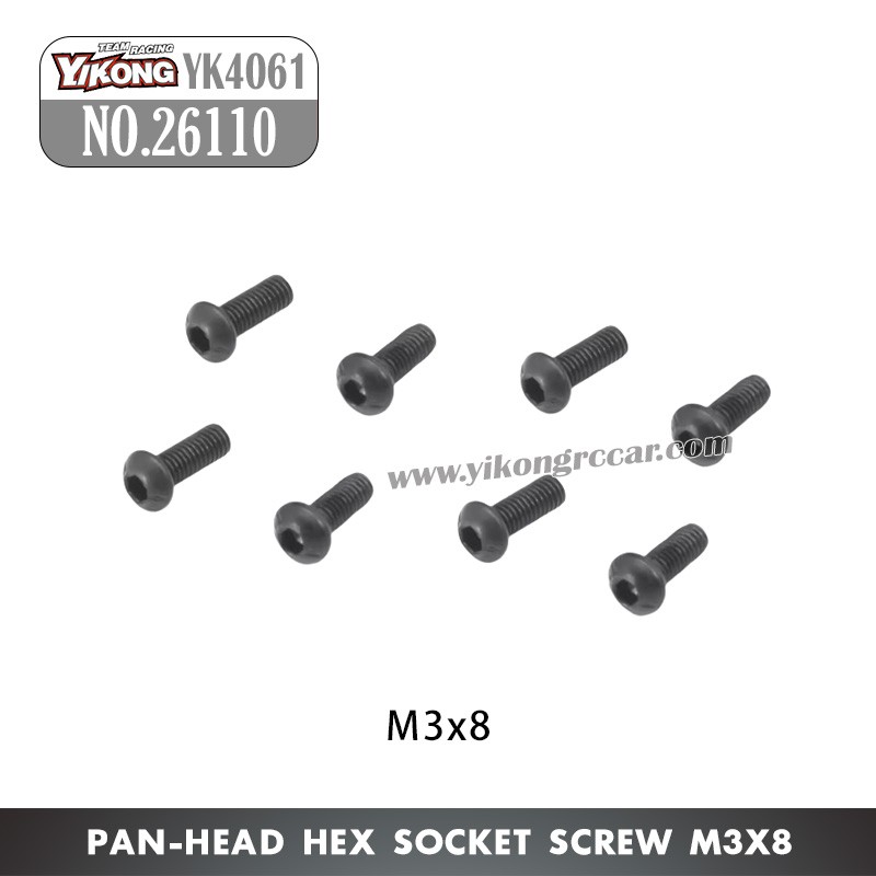 YIKONG YK4061 Parts Pan-head hex socket screw M3x8 26110