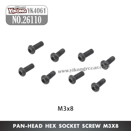 YIKONG YK4061 Parts Pan-head hex socket screw M3x8 26110