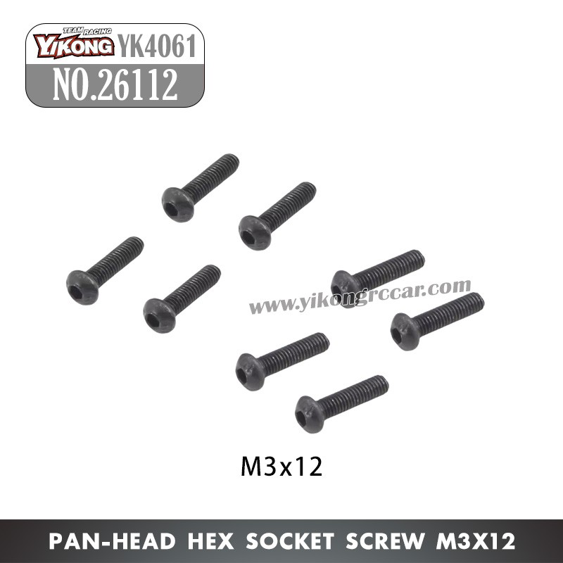 YIKONG YK4061 Parts Pan-head hex socket screw M3x12 26112