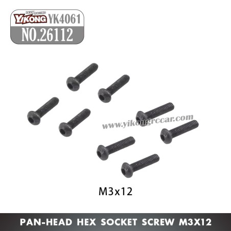 YIKONG YK4061 Parts Pan-head hex socket screw M3x12 26112