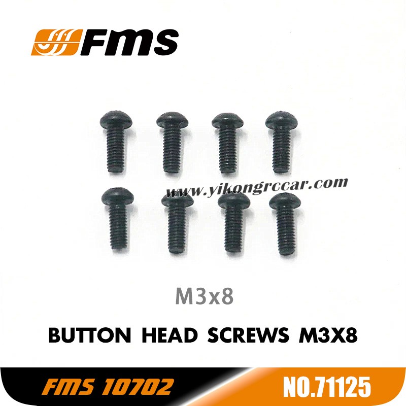 FMS 10702 (4074) RC Truck Parts Button Head Screws M3x8 APSC71125