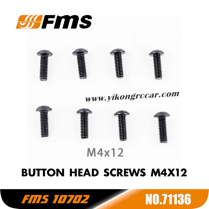 FMS 10702 (4074) 1/7 RC Car Parts Button Head Screws M4x12 APSC71136