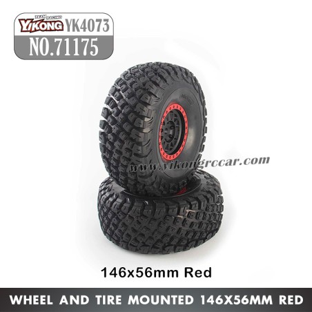71175 YIKONG YK4073 TB7 Parts 146x56mm Wheel and Tire Mounted Red