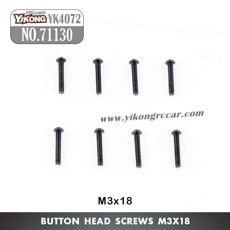 YIKONG YK4072 DF7 RC Short Truck Parts Button Head Screw (M3x18) 71130