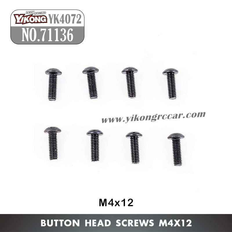 YIKONG YK4072 DF7 RC Short Truck Parts Button Head Screw (M4x12) 71136