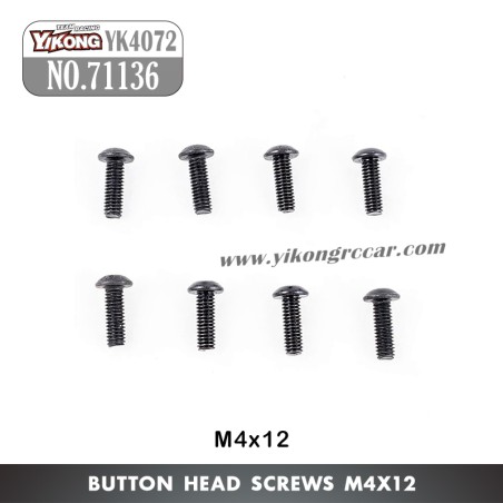 YIKONG YK4072 DF7 RC Short Truck Parts Button Head Screw (M4x12) 71136