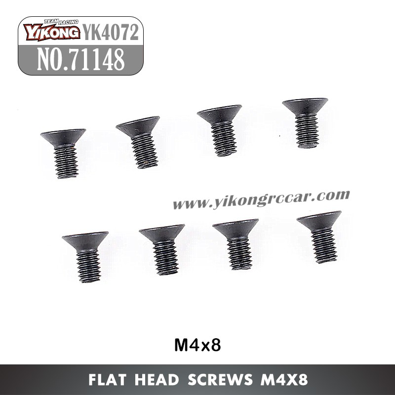 YIKONG YK4072 DF7 RC Short Truck Parts Flat Head Screws (M4x8) 71148