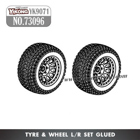 YIKONG YK9071 RC Car Parts Tyre & Wheel L R set Glued 73096