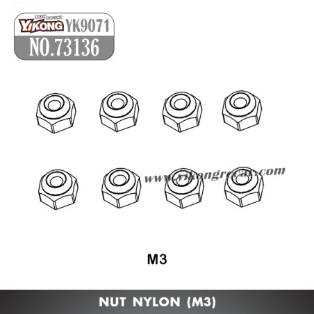 YIKONG YK9071 Parts Nut Nylon (M3) 73136