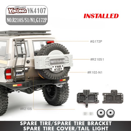 YIKONG YK4107 Parts Spare Tire,Spare Tire Bracket, Spare Tire Cover and Tail light R210S/S1,R102-N1,G172P