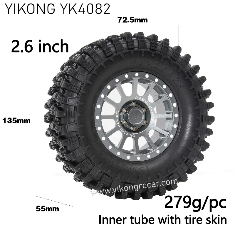 YIKONG YK4082 Parts 2.6-Inch Tire Set (Wheel Hub + Tire Skin), Titanium Color 4